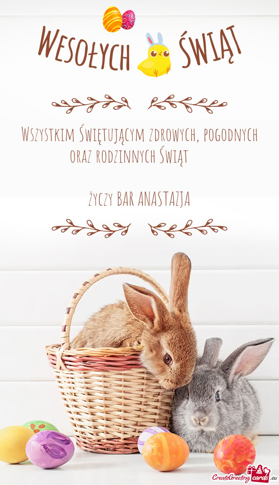 Wszystkim Świętującym zdrowych, pogodnych oraz rodzinnych Świąt🐣🌷🐣