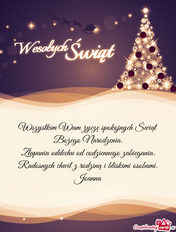 Wszystkim Wam życzę spokojnych Świąt Bożego Narodzenia