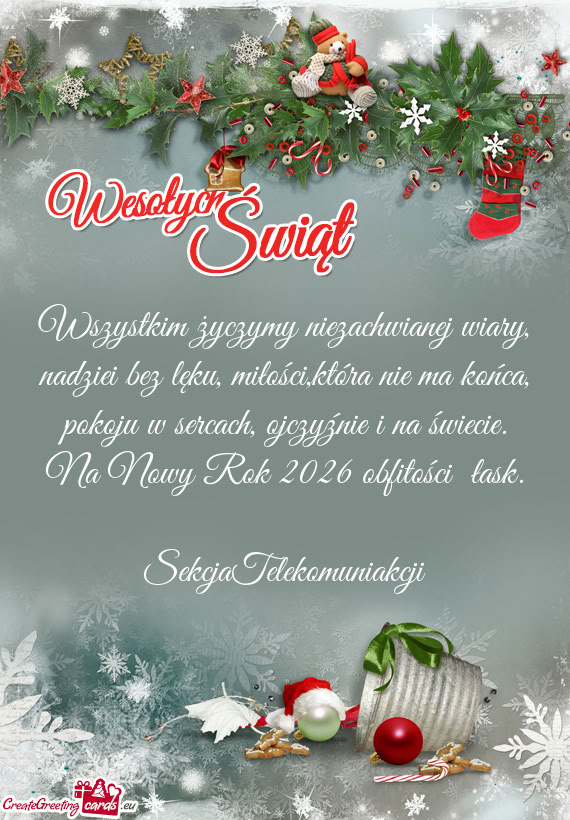 Wszystkim życzymy niezachwianej wiary, nadziei bez lęku, miłości,która nie ma końca, pokoju w