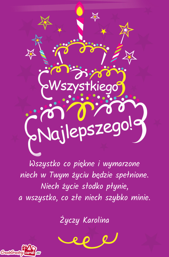 Wszystko co piękne i wymarzone  niech w Twym życiu będzie spełnione.