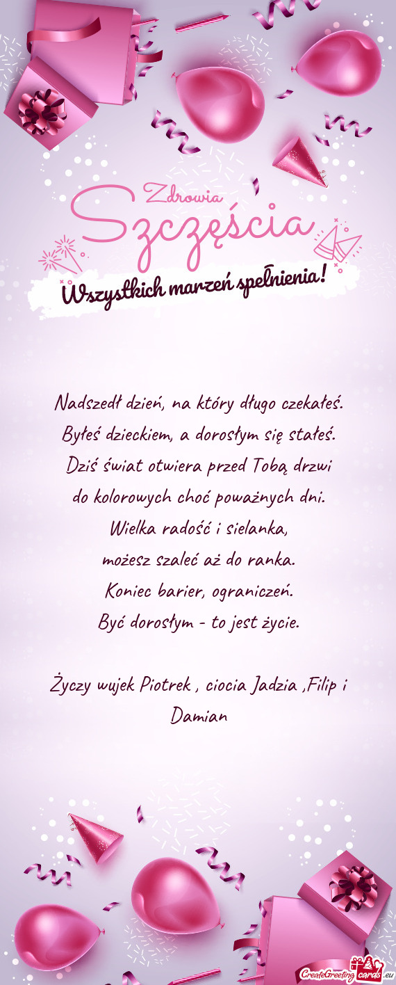 Wujek Piotrek , ciocia Jadzia ,Filip i Damian