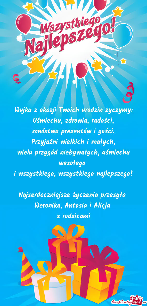 Wujku z okazji Twoich urodzin życzymy