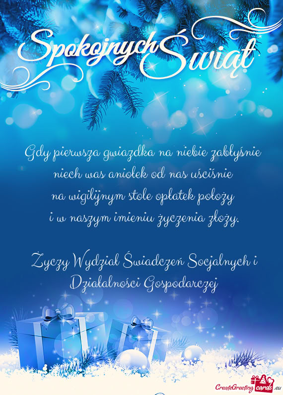 Wydział Świadczeń Socjalnych i Działalności Gospodarczej