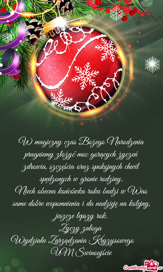 Wydziału Zarządzania Kryzysowego  UM Świnoujście