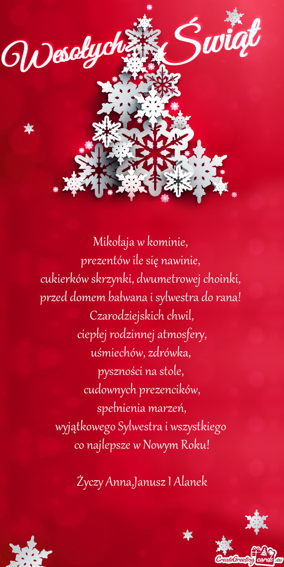 Wyjątkowego Sylwestra i wszystkiego co najlepsze w Nowym Roku! Anna