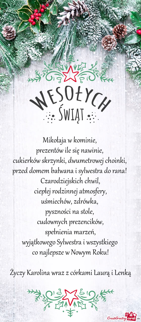 Wyjątkowego Sylwestra i wszystkiego co najlepsze w Nowym Roku! Karolina wraz z córka