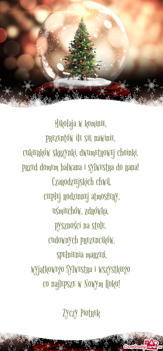 Wyjątkowego Sylwestra i wszystkiego co najlepsze w Nowym Roku! Piotrek