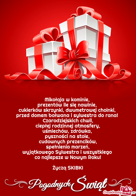 Wyjątkowego Sylwestra i wszystkiego co najlepsze w Nowym Roku! Życzą SKIBKI