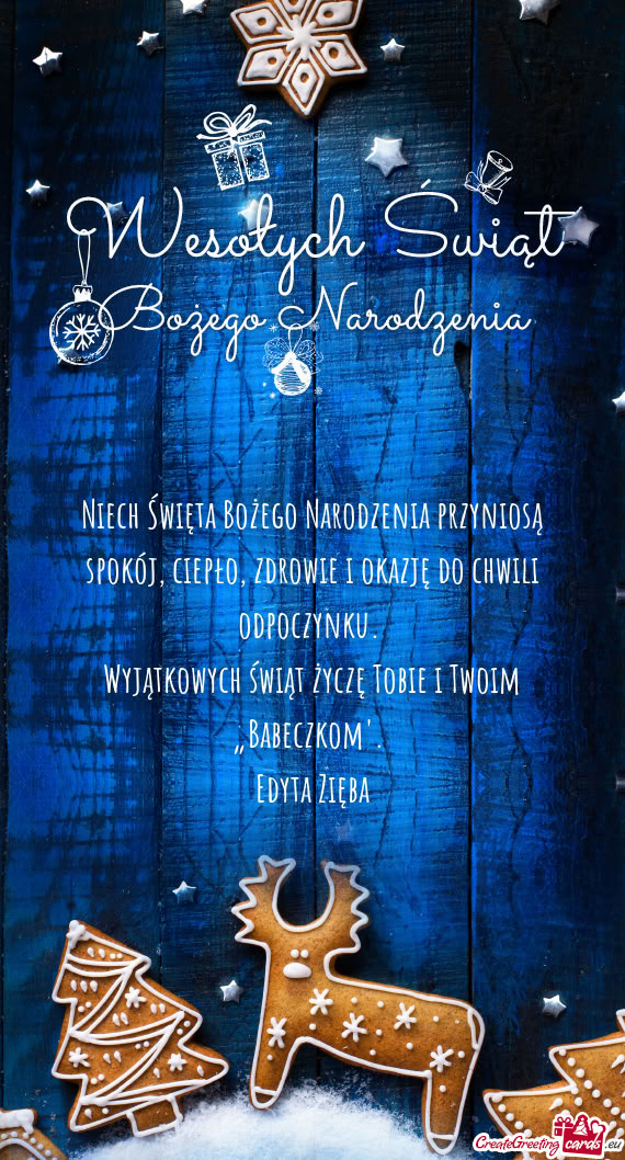 Wyjątkowych świąt życzę Tobie i Twoim „Babeczkom”