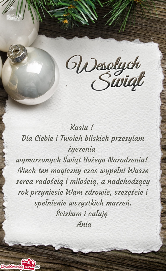 Wymarzonych Świąt Bożego Narodzenia