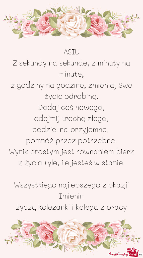 Wynik prostym jest równaniem bierz z życia tyle, ile jesteś w stanie