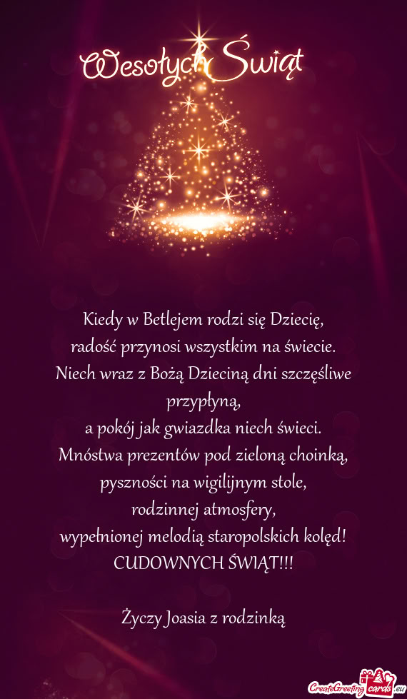 Wypełnionej melodią staropolskich kolęd! CUDOWNYCH ŚWIĄT!!! Joasia z rodzinką