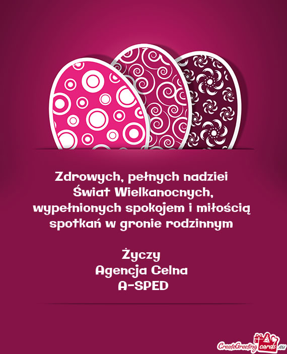 Wypełnionych spokojem i miłością spotkań w gronie rodzinnym  Agencja Celna A