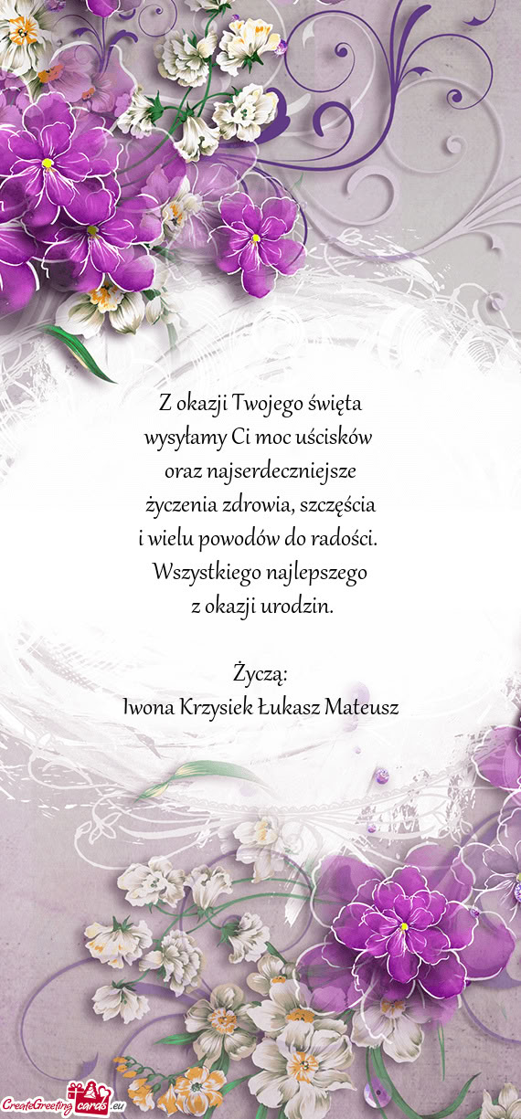 Wysyłamy Ci moc uścisków
