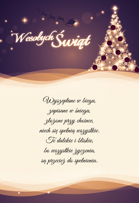 Wyszeptane w biegu,  zapisane w śniegu,  złożone przy choince,  niech się