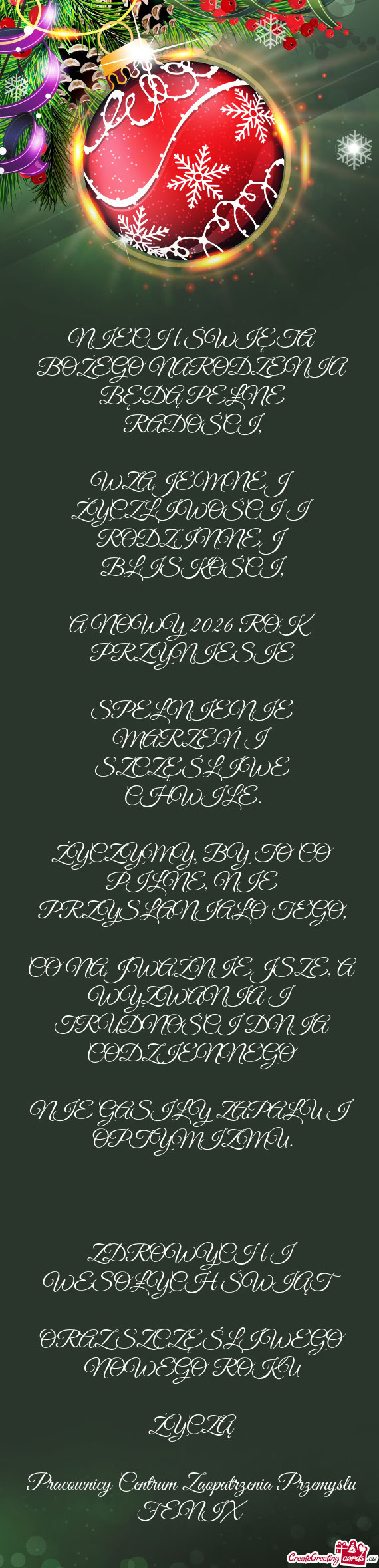 WZAJEMNEJ ŻYCZLIWOŚCI I RODZINNEJ BLISKOŚCI