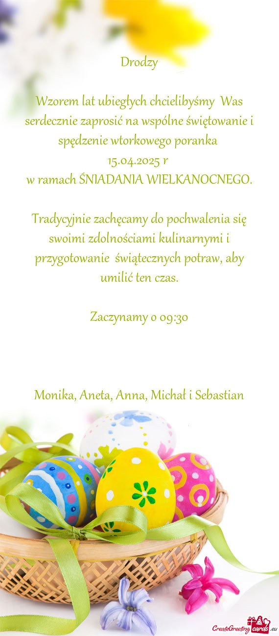 Wzorem lat ubiegłych chcielibyśmy Was serdecznie zaprosić na wspólne świętowanie i spędzenie