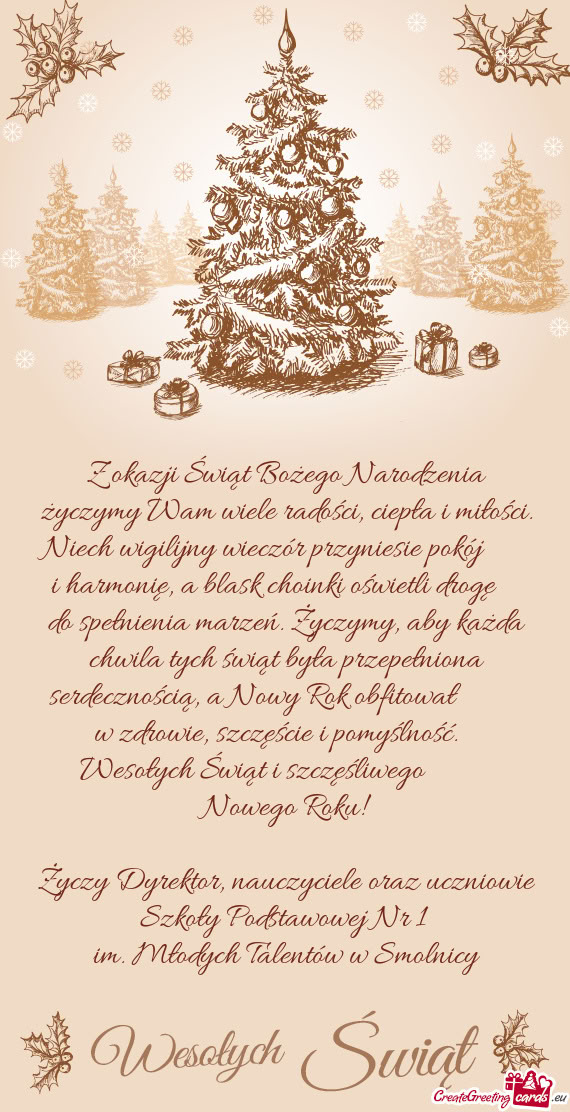 Y wieczór przyniesie pokój  i harmonię, a blask choinki oświetli drogę  do spełnienia