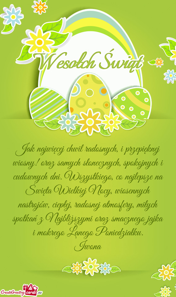 Ych dni. Wszystkiego, co najlepsze na Święta Wielkiej Nocy, wiosennych nastrojów, ciepłej, rados