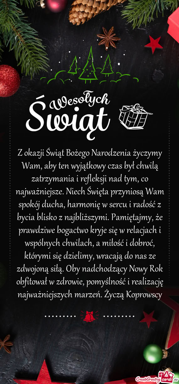 Ych marzeń. Życzą Koprowscy