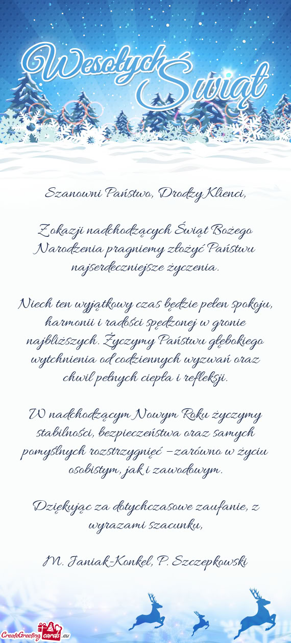 Ych. Życzymy Państwu głębokiego wytchnienia od codziennych wyzwań oraz chwil pełnych ciepła i