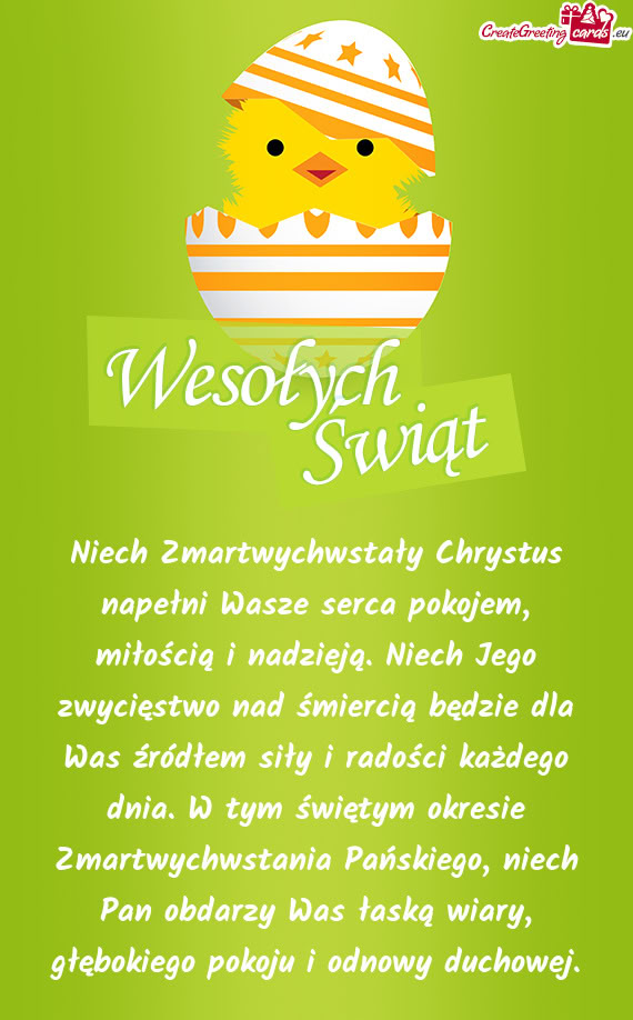 Ycięstwo nad śmiercią będzie dla Was źródłem siły i radości każdego dnia. W tym świętym