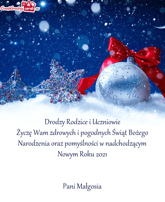 ?yczę Wam zdrowych i pogodnych Świąt Bożego Narodzenia oraz pomyślności w nadchodzącym Nowym