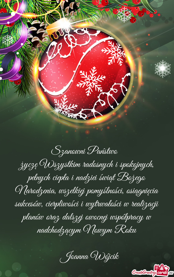?yczę Wszystkim radosnych i spokojnych, pełnych ciepła i nadziei świąt Bożego Narodzenia, wsz