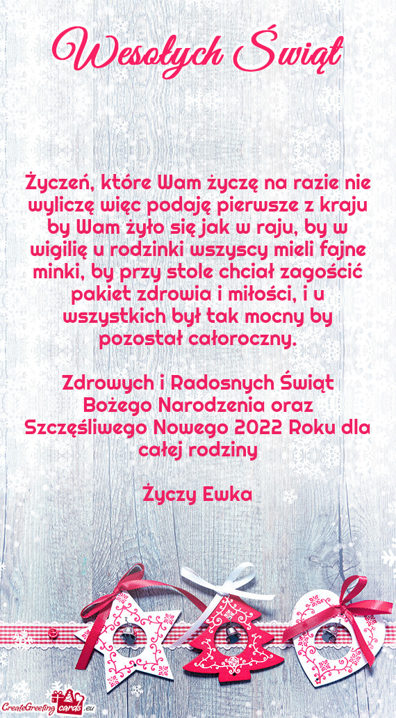 ?yczeń, które Wam życzę na razie nie wyliczę więc podaję pierwsze z kraju by Wam żyło się