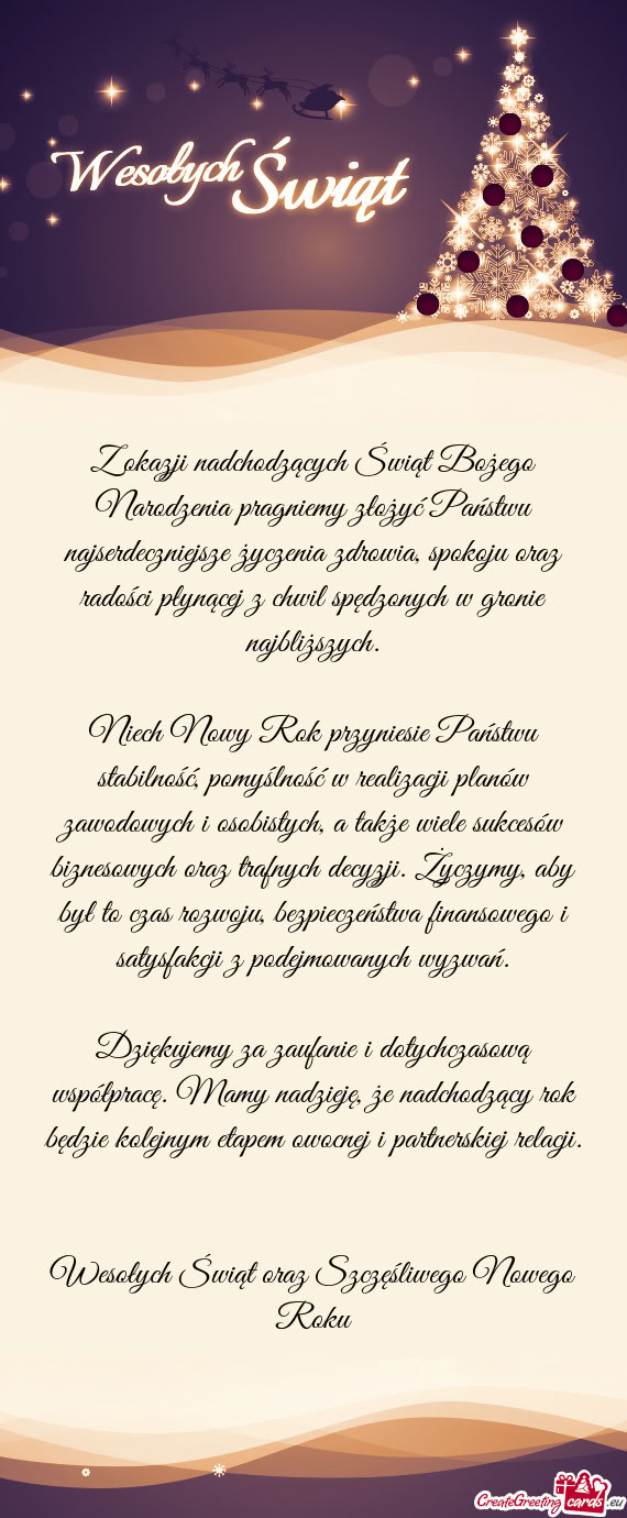 Yczenia zdrowia, spokoju oraz radości płynącej z chwil spędzonych w gronie najbliższych