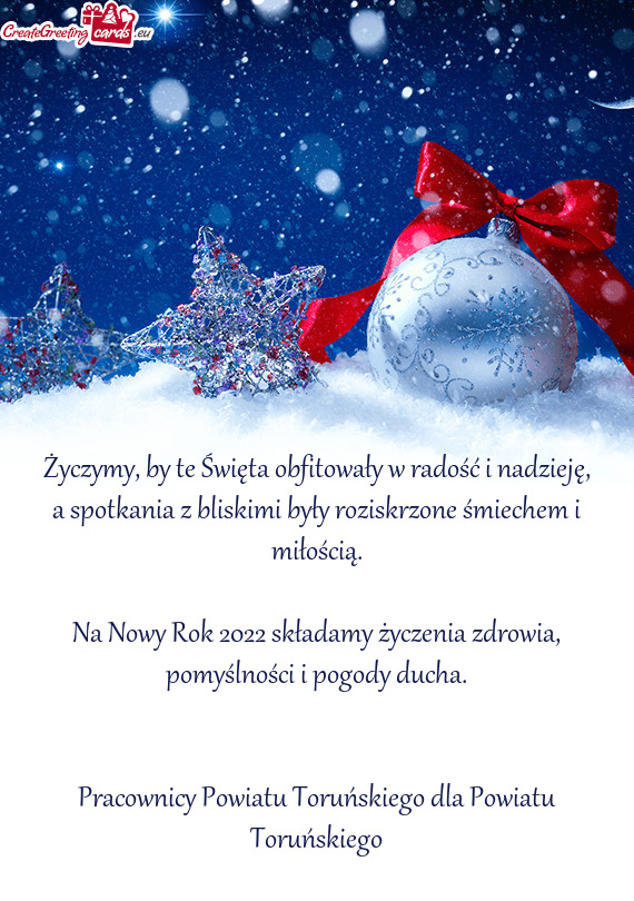 ?yczymy, by te Święta obfitowały w radość i nadzieję, a spotkania z bliskimi były roziskrzon