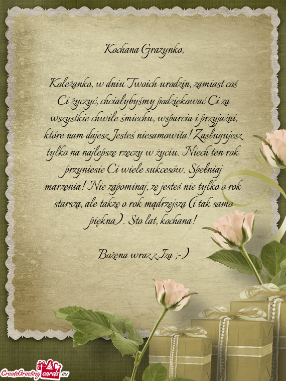 Ylko na najlepsze rzeczy w życiu. Niech ten rok przyniesie Ci wiele sukcesów. Spełniaj marzenia