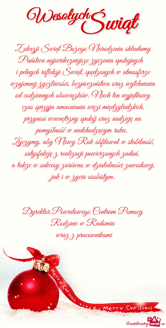 Yludzkich, przynosi wewnętrzny spokój oraz nadzieję na pomyślność w nadchodzącym roku