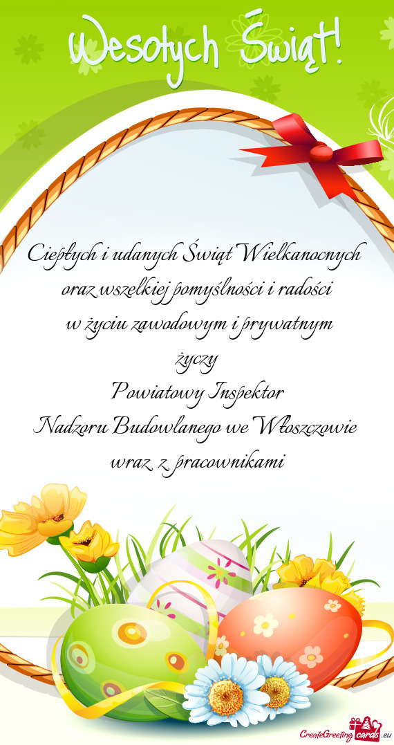 Ym i prywatnym życzy Powiatowy Inspektor Nadzoru Budowlanego we Włoszczowie wraz z pracow