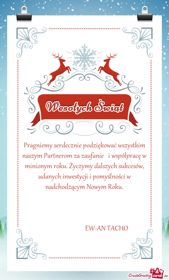 Ym roku. Życzymy dalszych sukcesów, udanych inwestycji i pomyślności w nadchodzącym Nowym Roku