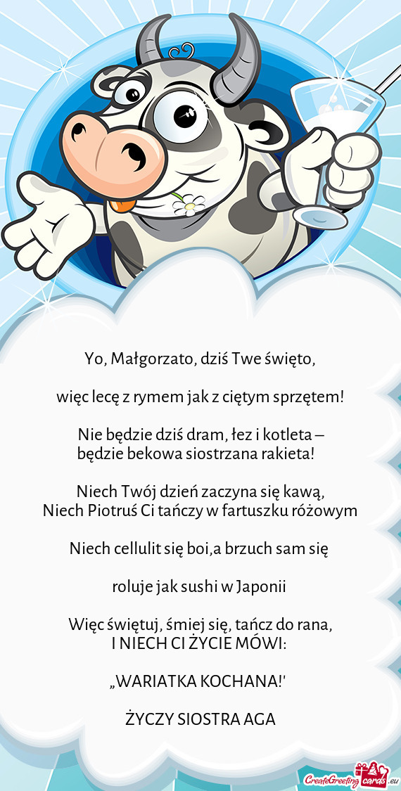 Yo, Małgorzato, dziś Twe święto