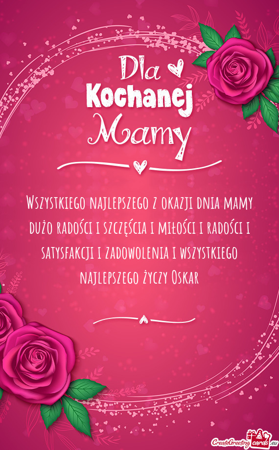 Ysfakcji i zadowolenia i wszystkiego najlepszego Oskar