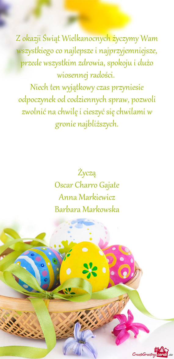 Ystkim zdrowia, spokoju i dużo wiosennej radości