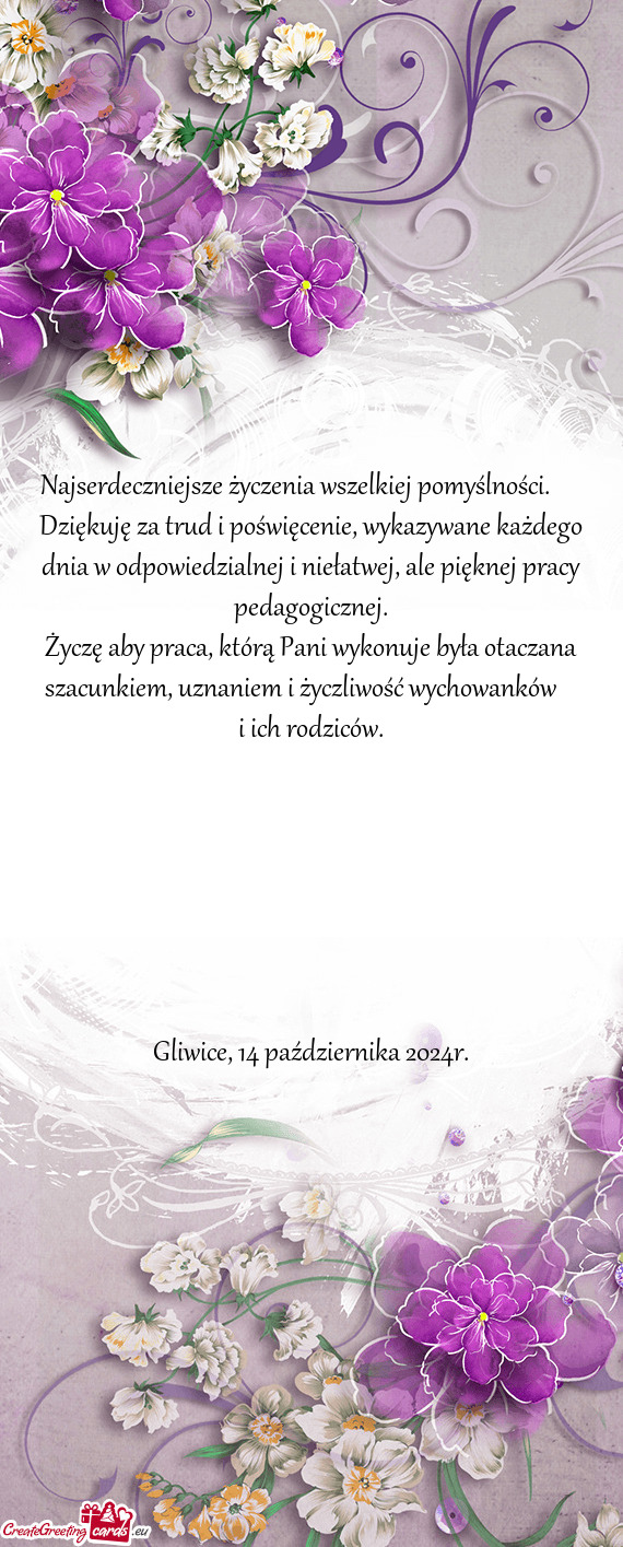 Ywane każdego dnia w odpowiedzialnej i niełatwej, ale pięknej pracy pedagogicznej