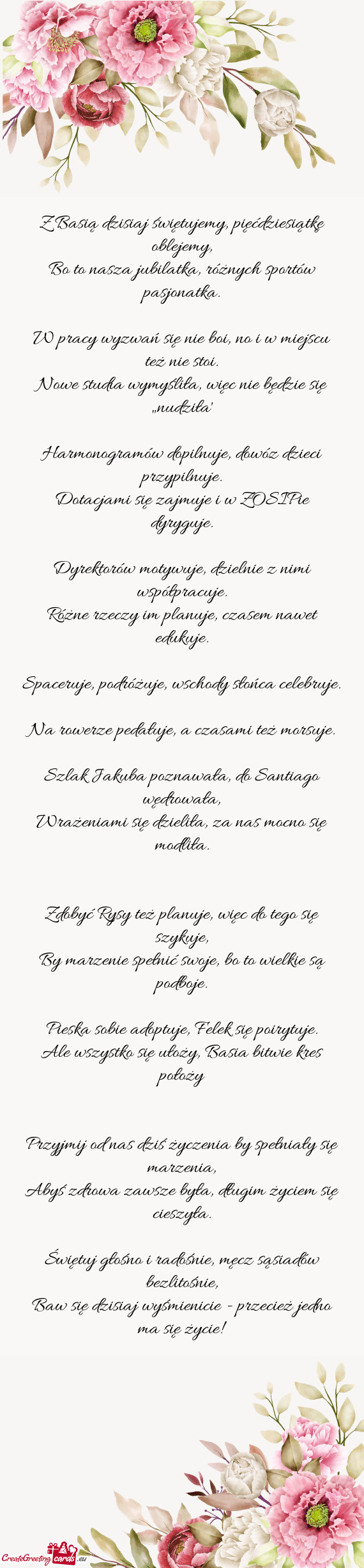 Z Basią dzisiaj świętujemy, pięćdziesiątkę oblejemy