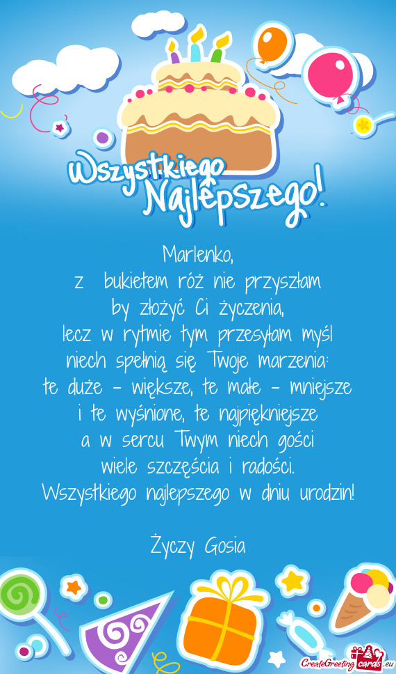 Z bukietem róż nie przyszłam