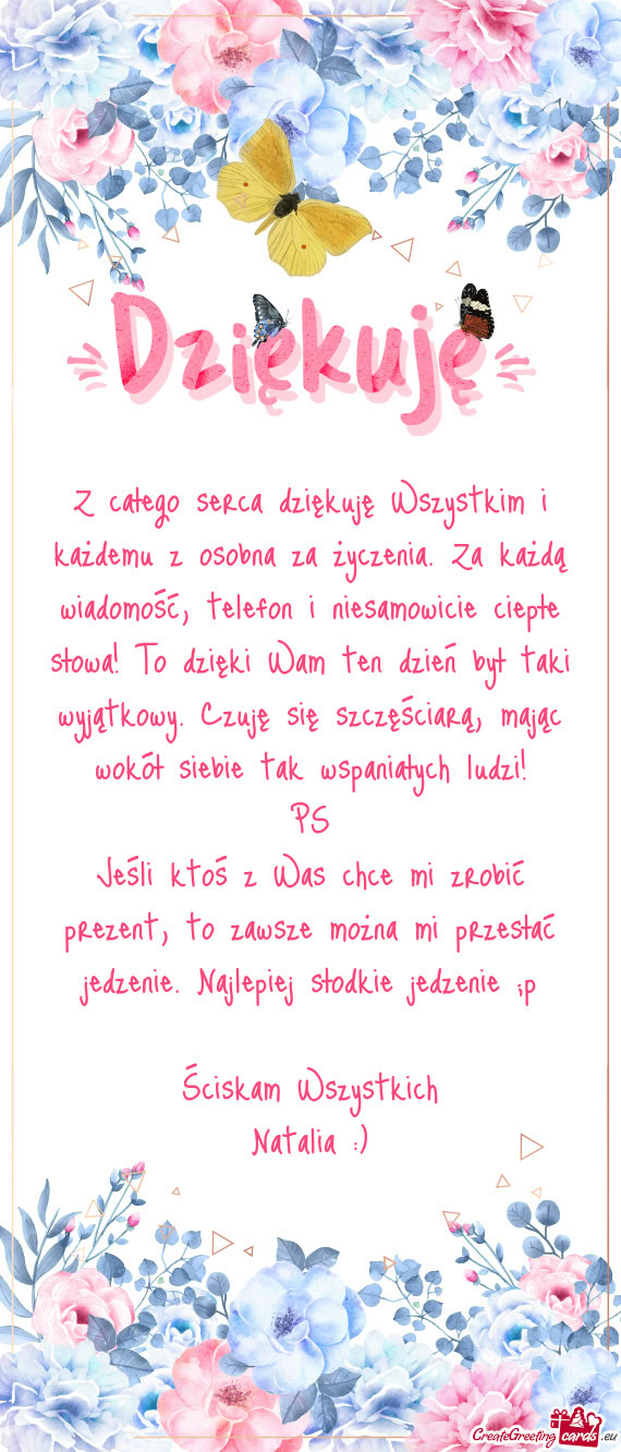 Z całego serca dziękuję Wszystkim i każdemu z osobna za życzenia. Za każdą wiadomość, telef