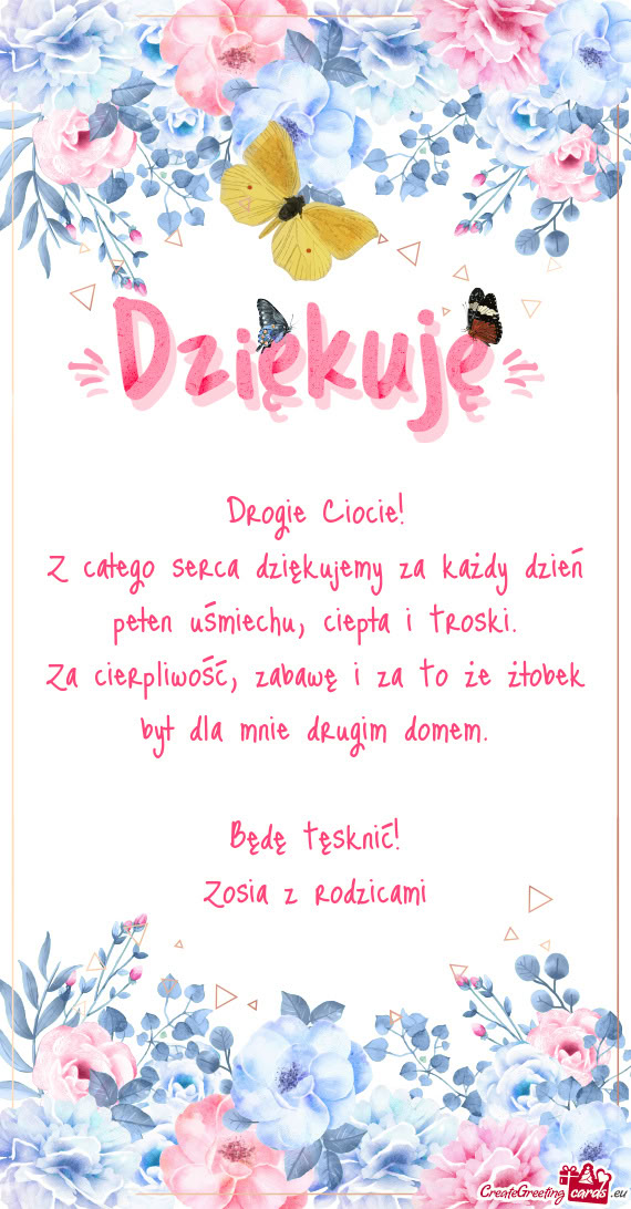 Z całego serca dziękujemy za każdy dzień pełen uśmiechu, ciepła i troski