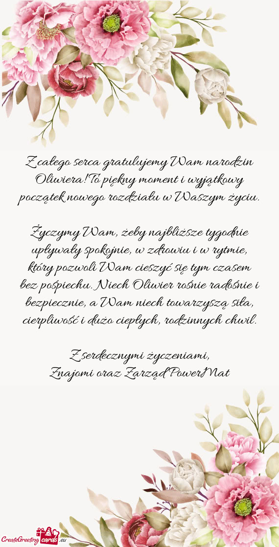 Z całego serca gratulujemy Wam narodzin Oliwiera! To piękny moment i wyjątkowy początek nowego r