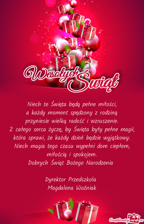 Z całego serca życzę, by Święta były pełne magii