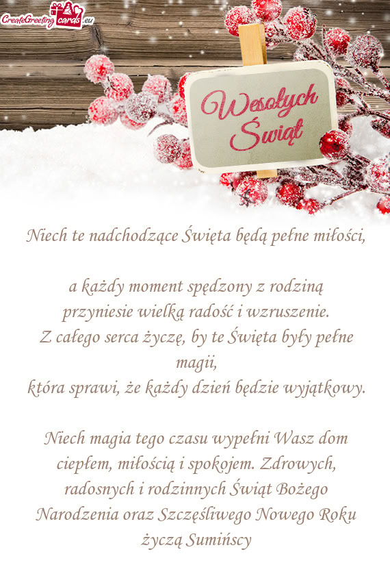 Z całego serca życzę, by te Święta były pełne magii