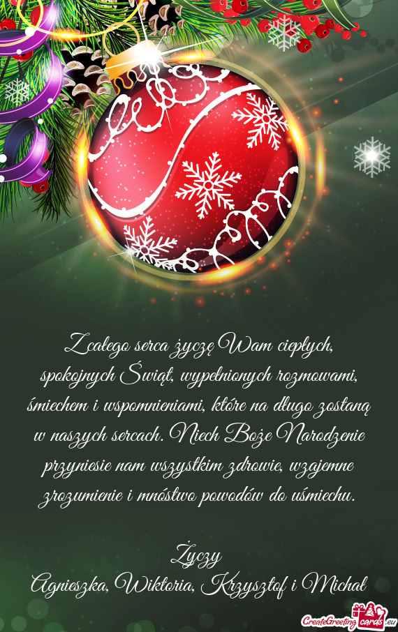 Z całego serca życzę Wam ciepłych