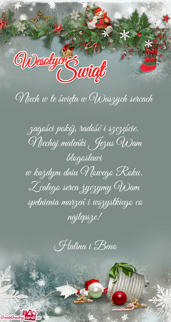 Z całego serca życzymy Wam spełnienia marzeń i wszystkiego co najlepsze!  Halina i Beno