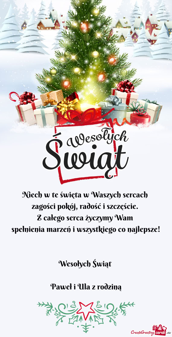 Z całego serca życzymy Wam spełnienia marzeń i wszystkiego co najlepsze!  Wesołych Świ