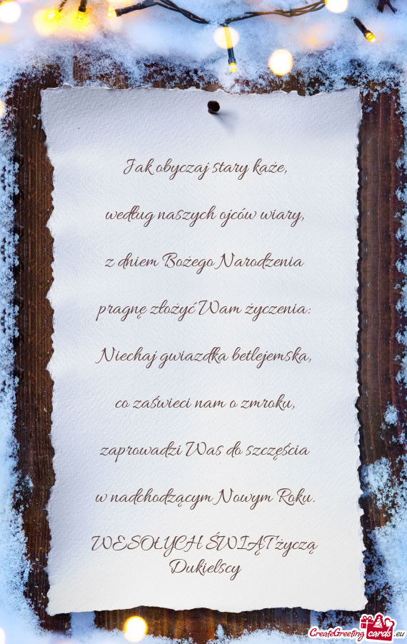 Z dniem Bożego Narodzenia pragnę złożyć Wam życzenia